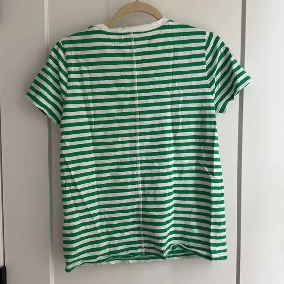 J. Crew Green and White Striped Girlfriend Tee - Picture 3 of 3